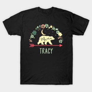 Tracy Name Gift Floral Personalized Mama Bear T-Shirt